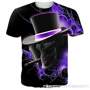 Fashion Print T Shirt Men Donci Cool 3D Skull Pattern Beach Casual Tees Purple B07QCX6SZG